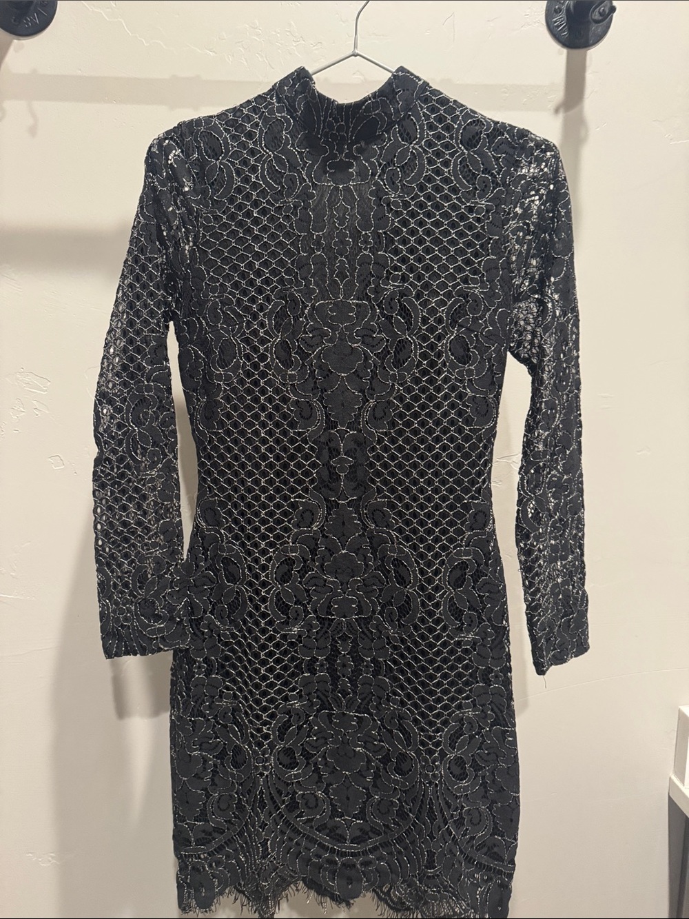 Tobi Black Lace Long Sleeve Bodycon Dress
